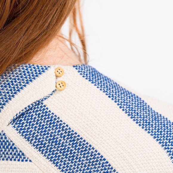 NWT Zara Blue and White Canvas Striped Blouse Top - Picture 5 of 5